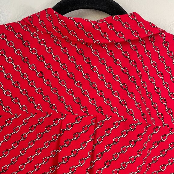 Liz Claiborne Career Womens Plus XXL Red Heart Chain Print Blouse Long Sleeve - Picture 8 of 10